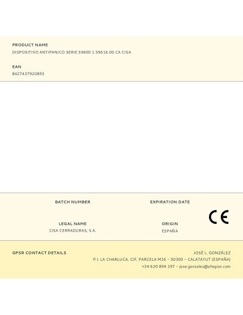 Dispositivo antipanico serie 59600 1.59616.00.ca cisa