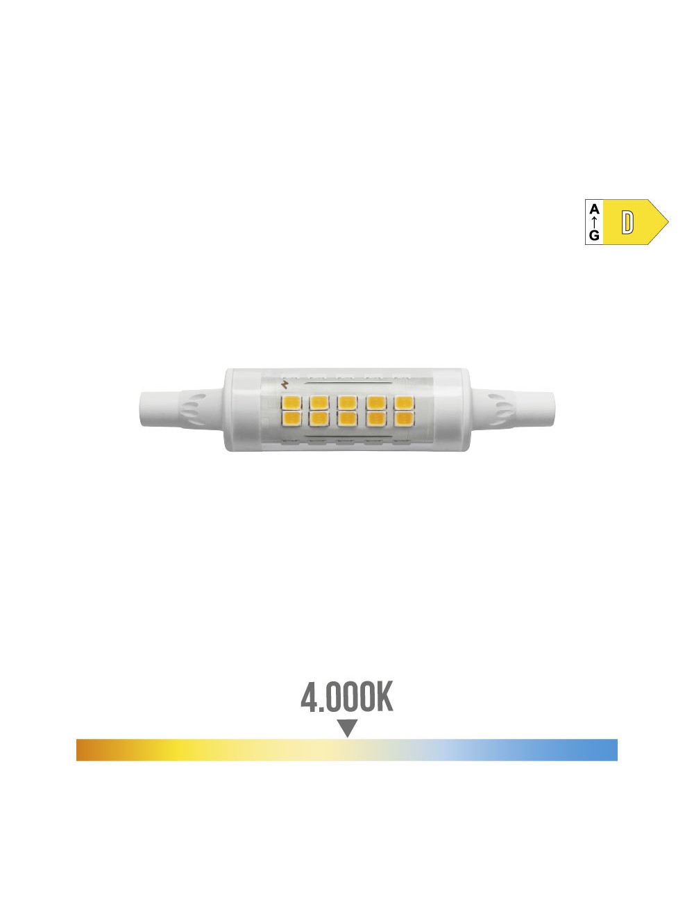 Bombilla lineal led 78mm r7s 5.5w 780lm 4000k luz dia ø1,6x7,8cm edm
