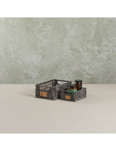 Caja almacenaje plegable gris 17 x 12.5 x 7 cm set 2 piezas