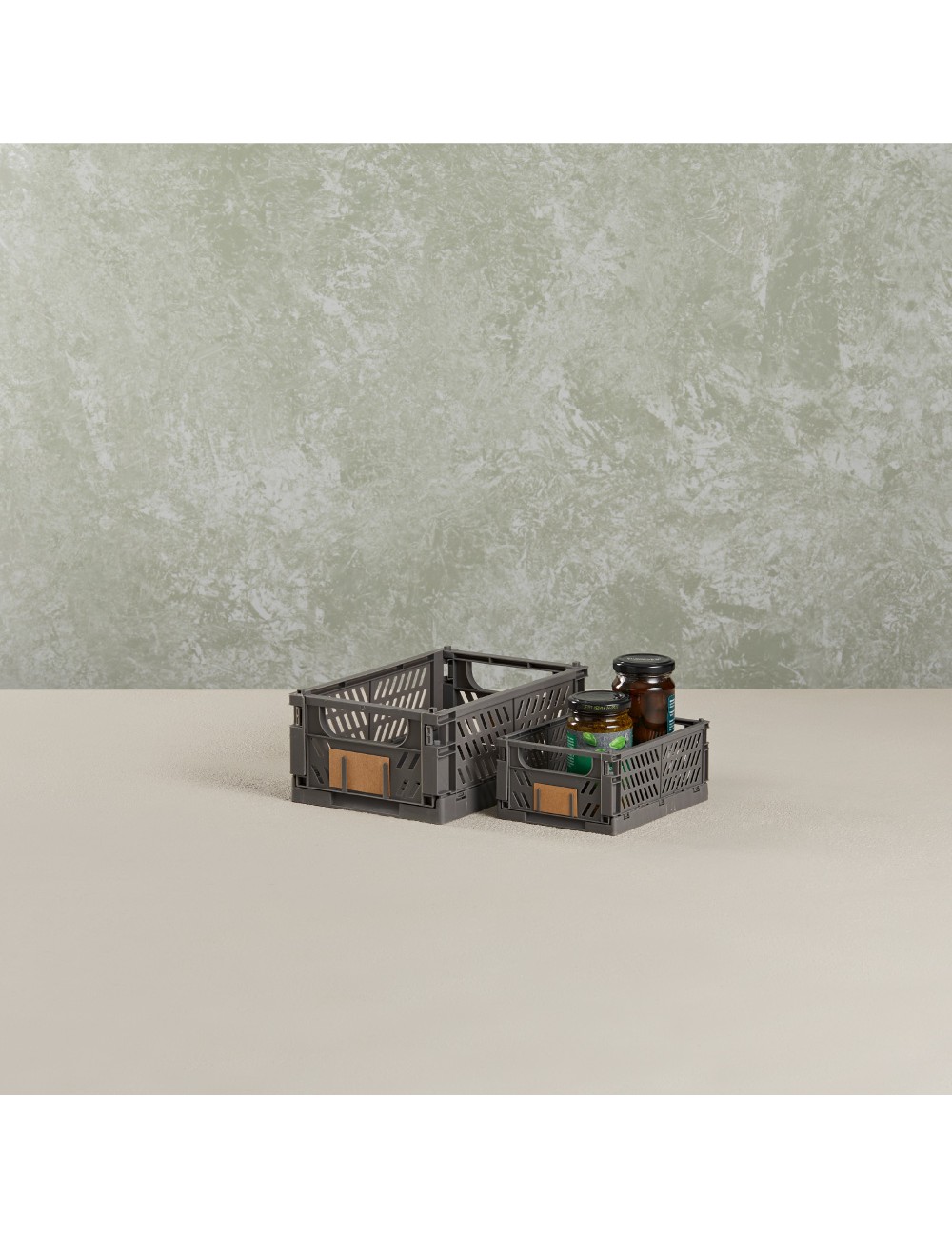 Caja almacenaje plegable gris 17 x 12.5 x 7 cm set 2 piezas