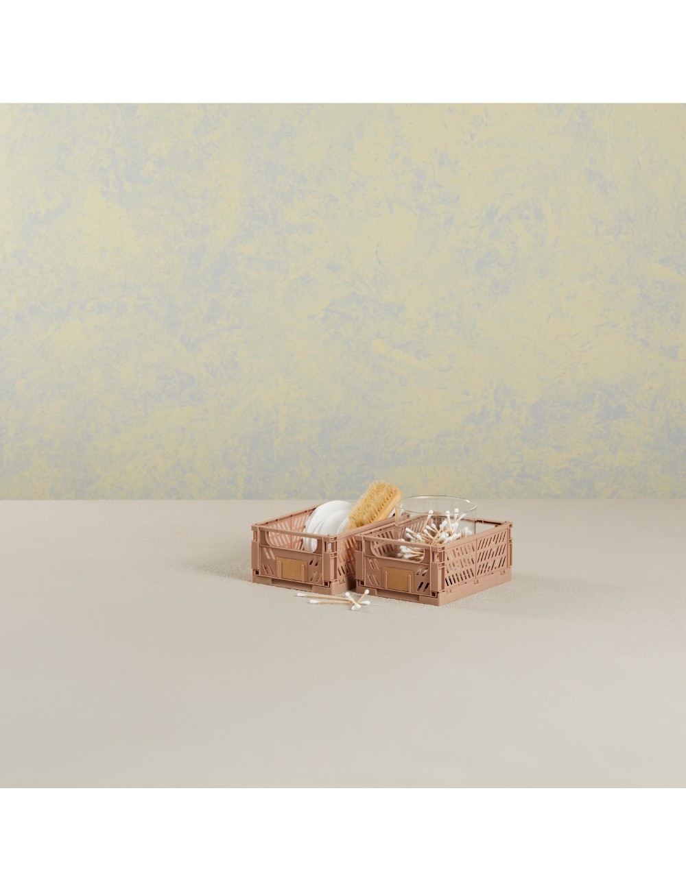 Caja almacenaje plegable arena 17 x 12,5 x 7 cm set 2 piezas