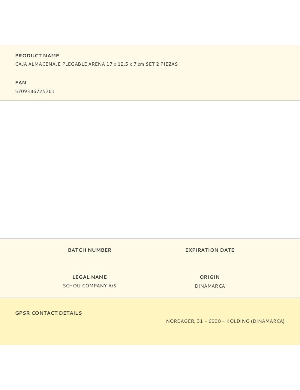 Caja almacenaje plegable arena 17 x 12,5 x 7 cm set 2 piezas