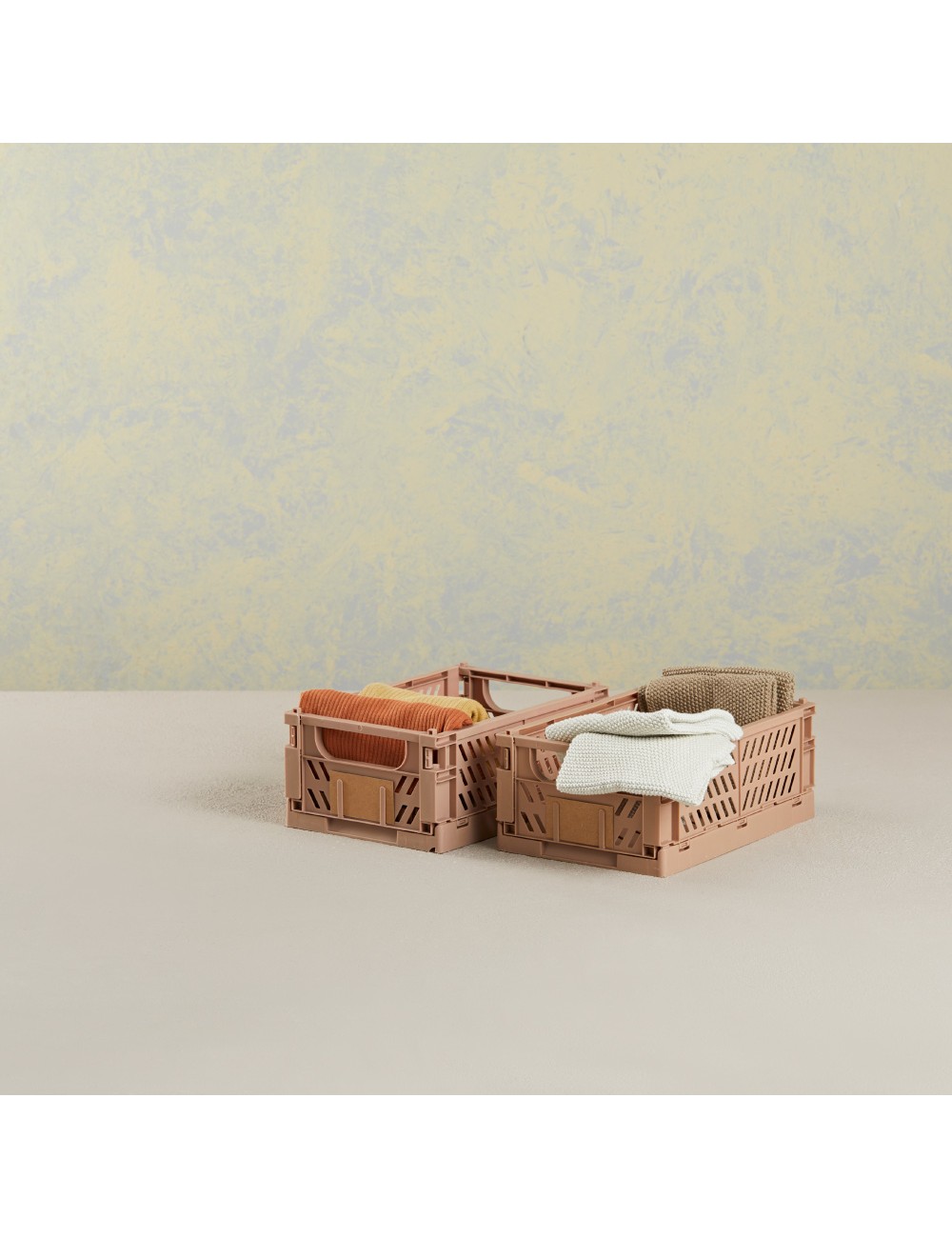 Caja almacenaje plegable arena 25 x 16,5 x 10 cm set 2 piezas