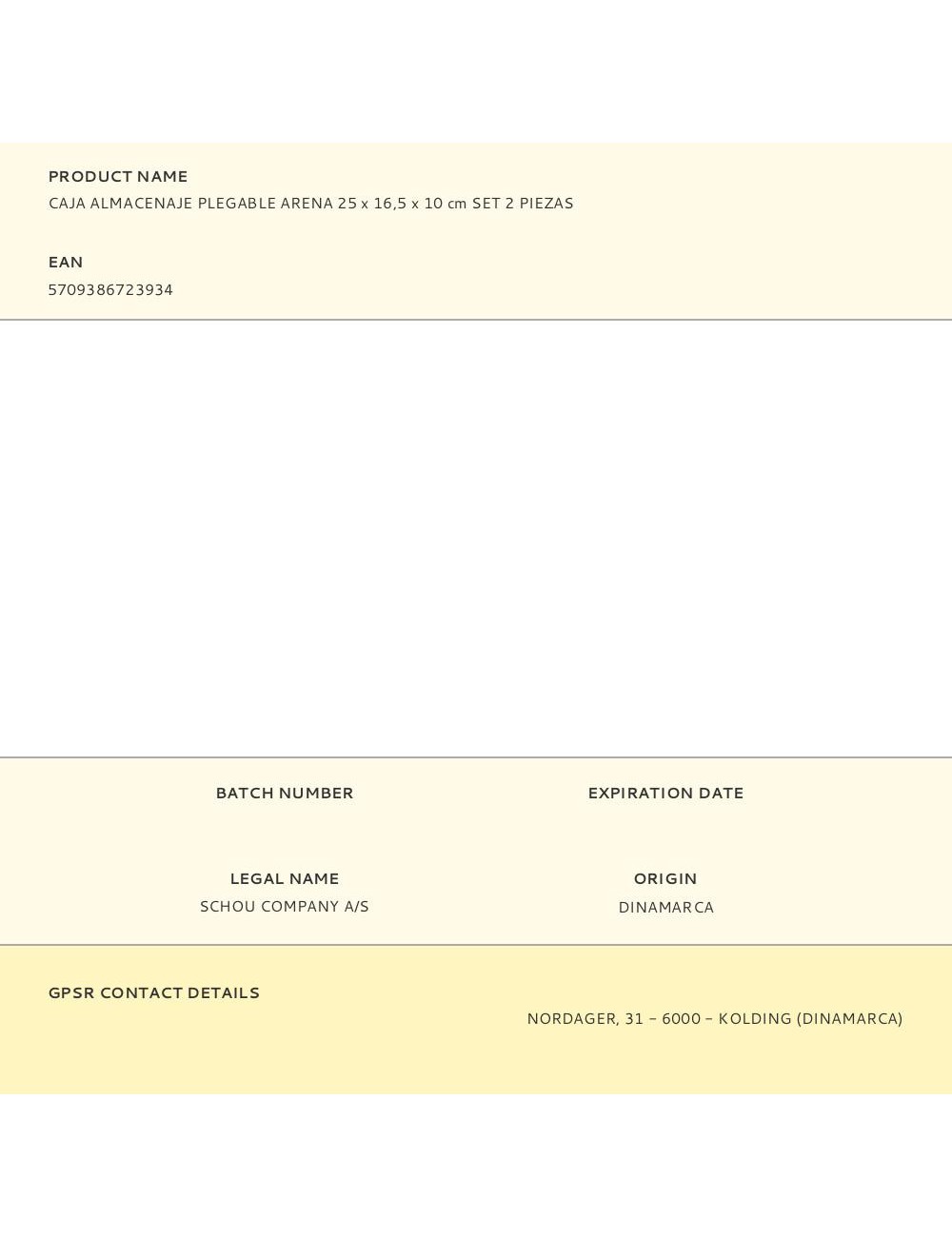 Caja almacenaje plegable arena 25 x 16,5 x 10 cm set 2 piezas