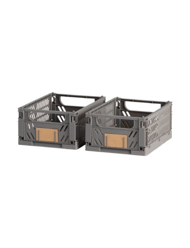 Caja almacenaje plegable gris 25 x 16,5 x 10 cm set 2 piezas