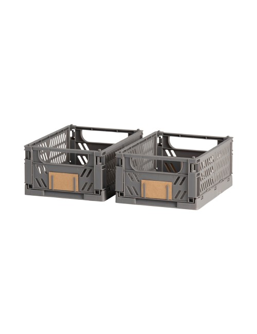 Caja almacenaje plegable gris 25 x 16,5 x 10 cm set 2 piezas