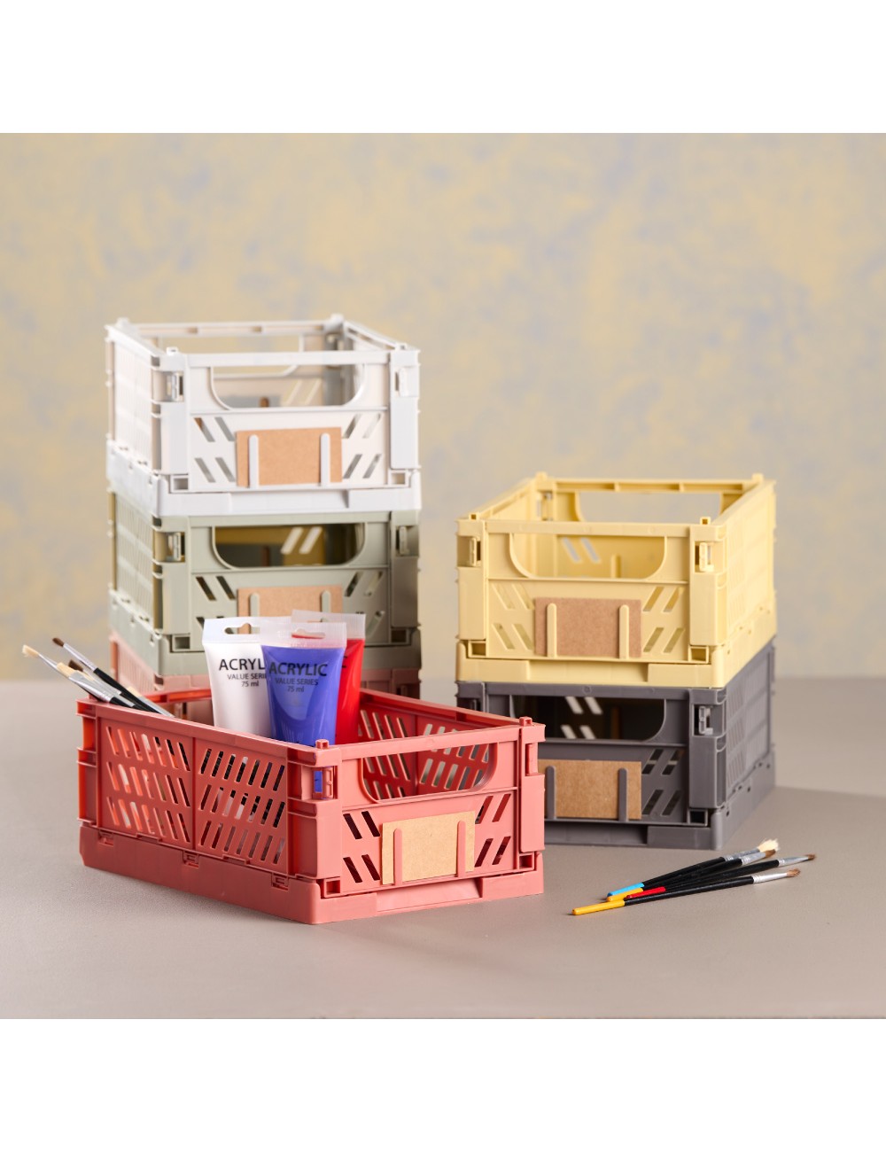 Caja almacenaje plegable gris 25 x 16,5 x 10 cm set 2 piezas