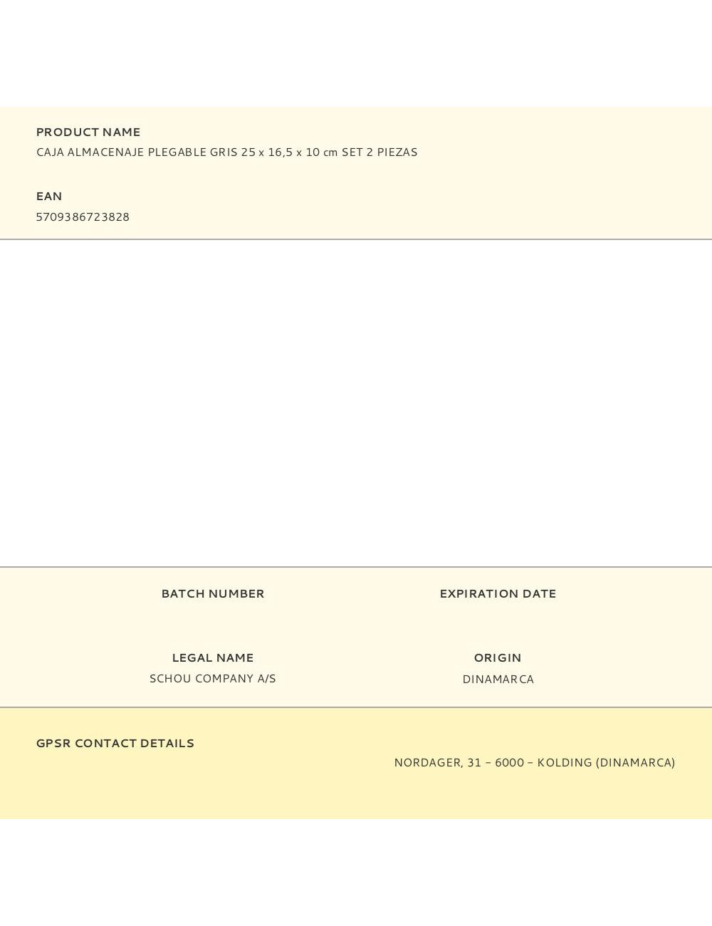 Caja almacenaje plegable gris 25 x 16,5 x 10 cm set 2 piezas