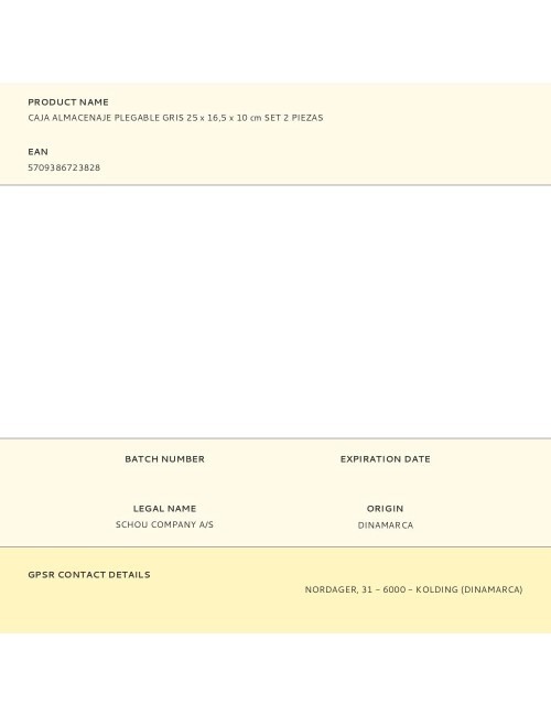 Caja almacenaje plegable gris 25 x 16,5 x 10 cm set 2 piezas