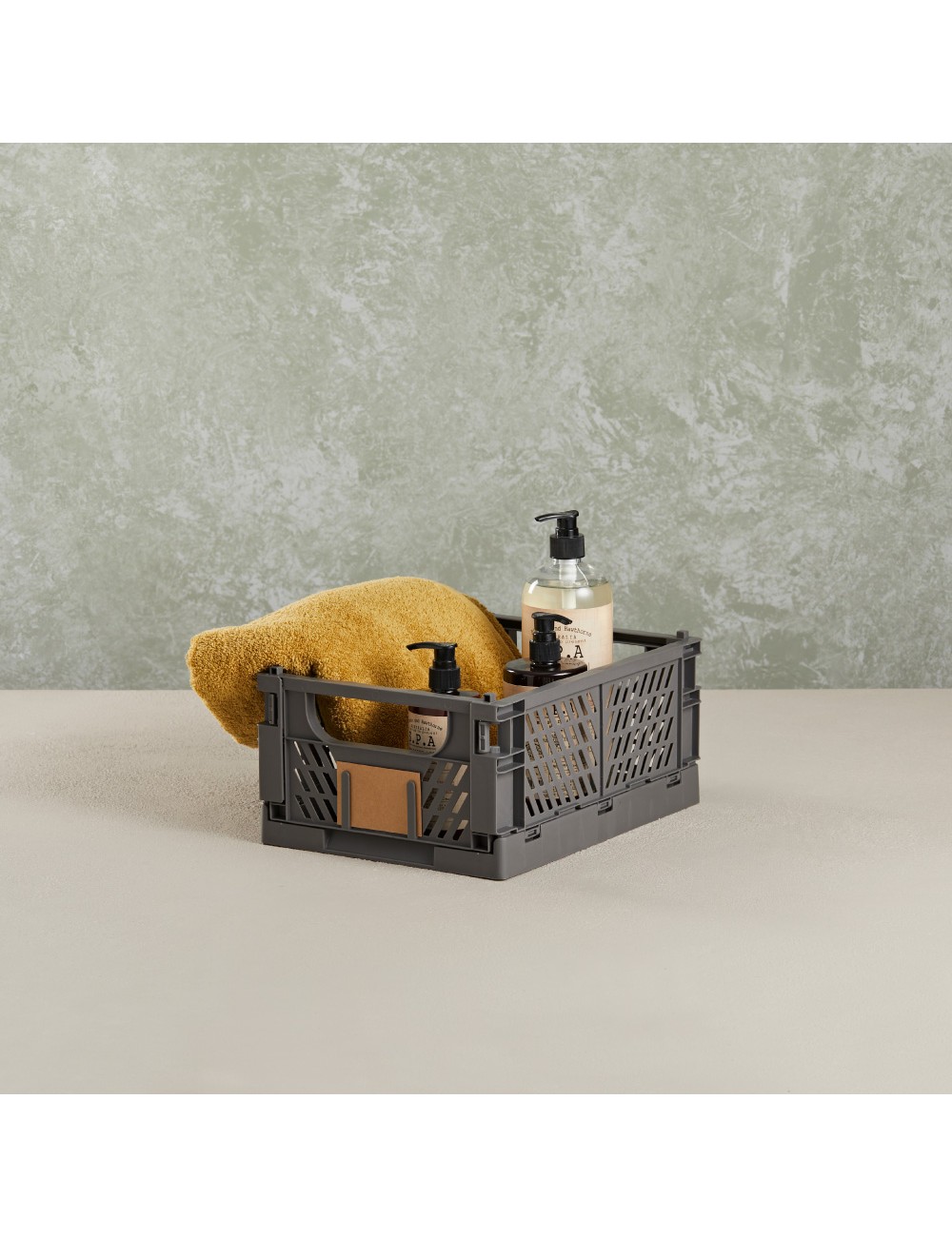 Caja almacenaje plegable gris 33 x 24,5 x 15 cm