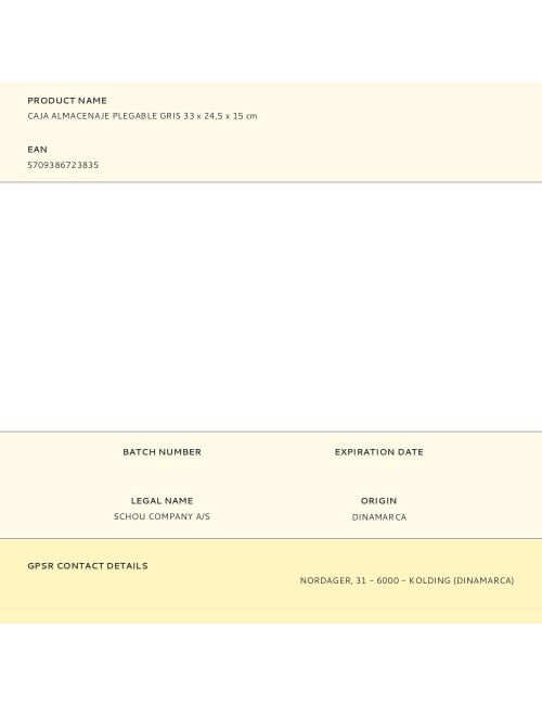 Caja almacenaje plegable gris 33 x 24,5 x 15 cm