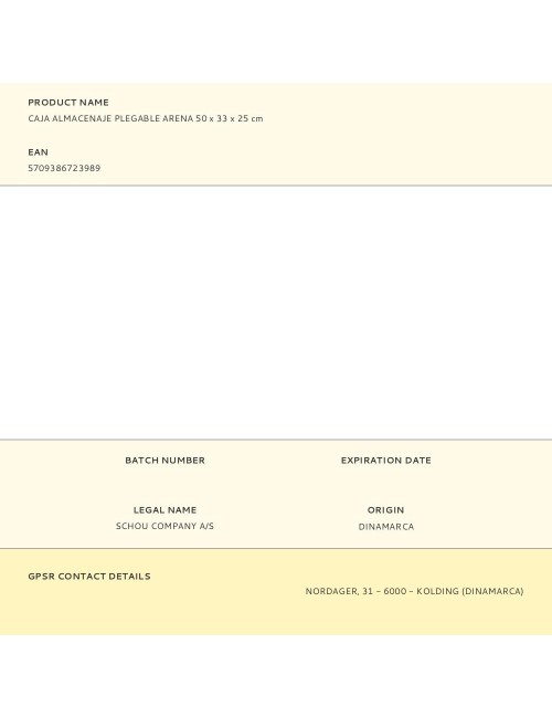 Caja almacenaje plegable arena 50 x 33 x 25 cm