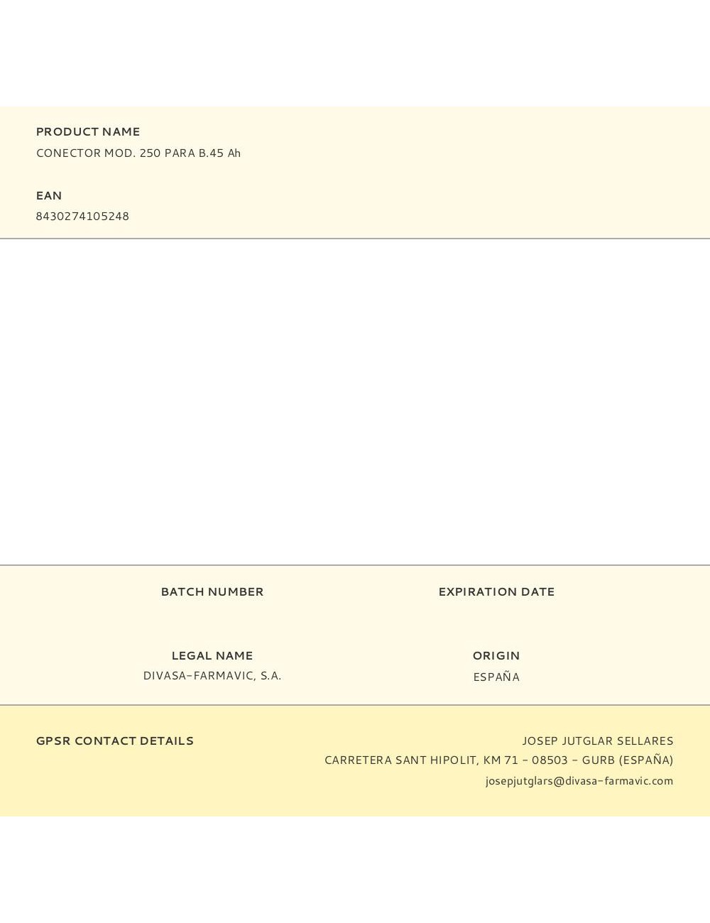 Conector mod. 250 para b.45 ah