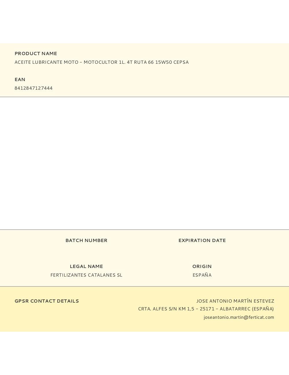 Aceite lubricante moto - motocultor 1l. 4t ruta 66 15w50 cepsa