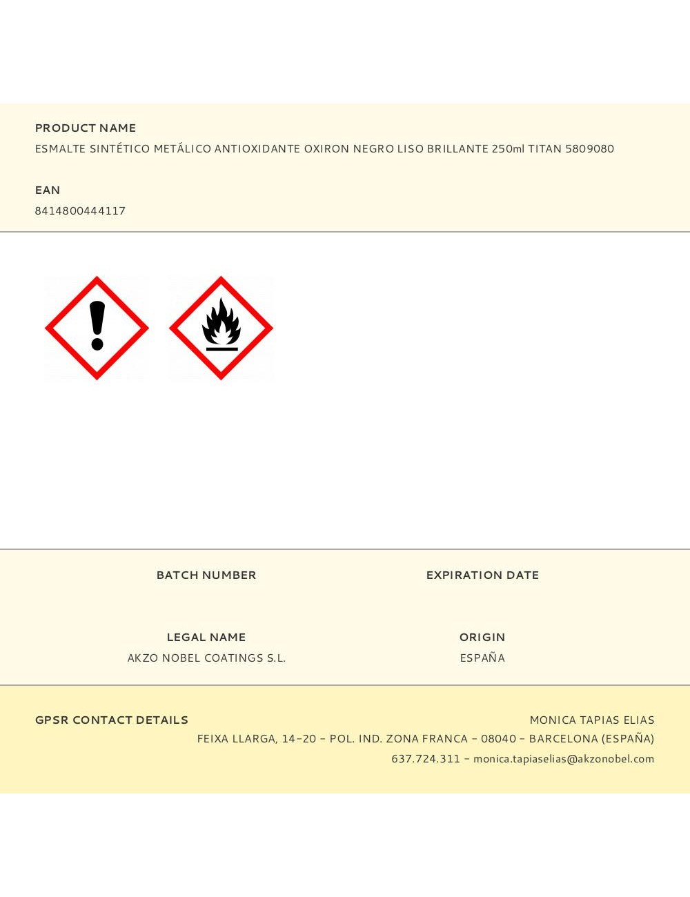 Esmalte sintético metálico antioxidante negro liso brillante 250 ml