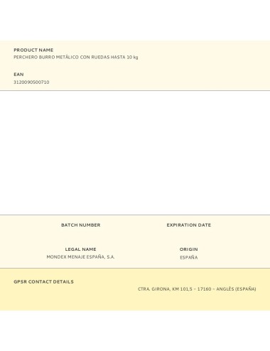 Perchero burro metálico con ruedas hasta 10 kg