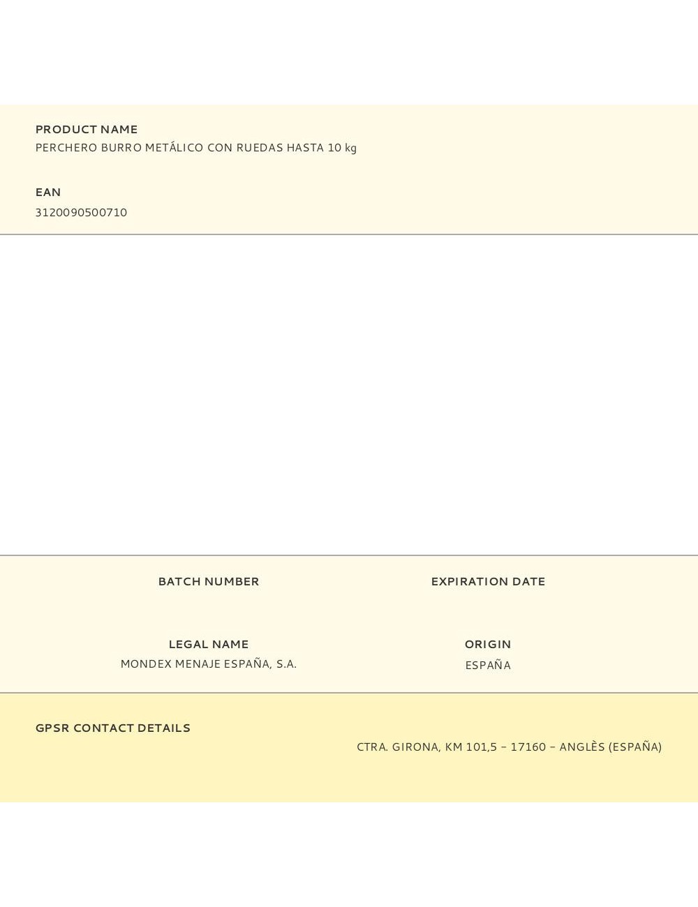 Perchero burro metálico con ruedas hasta 10 kg