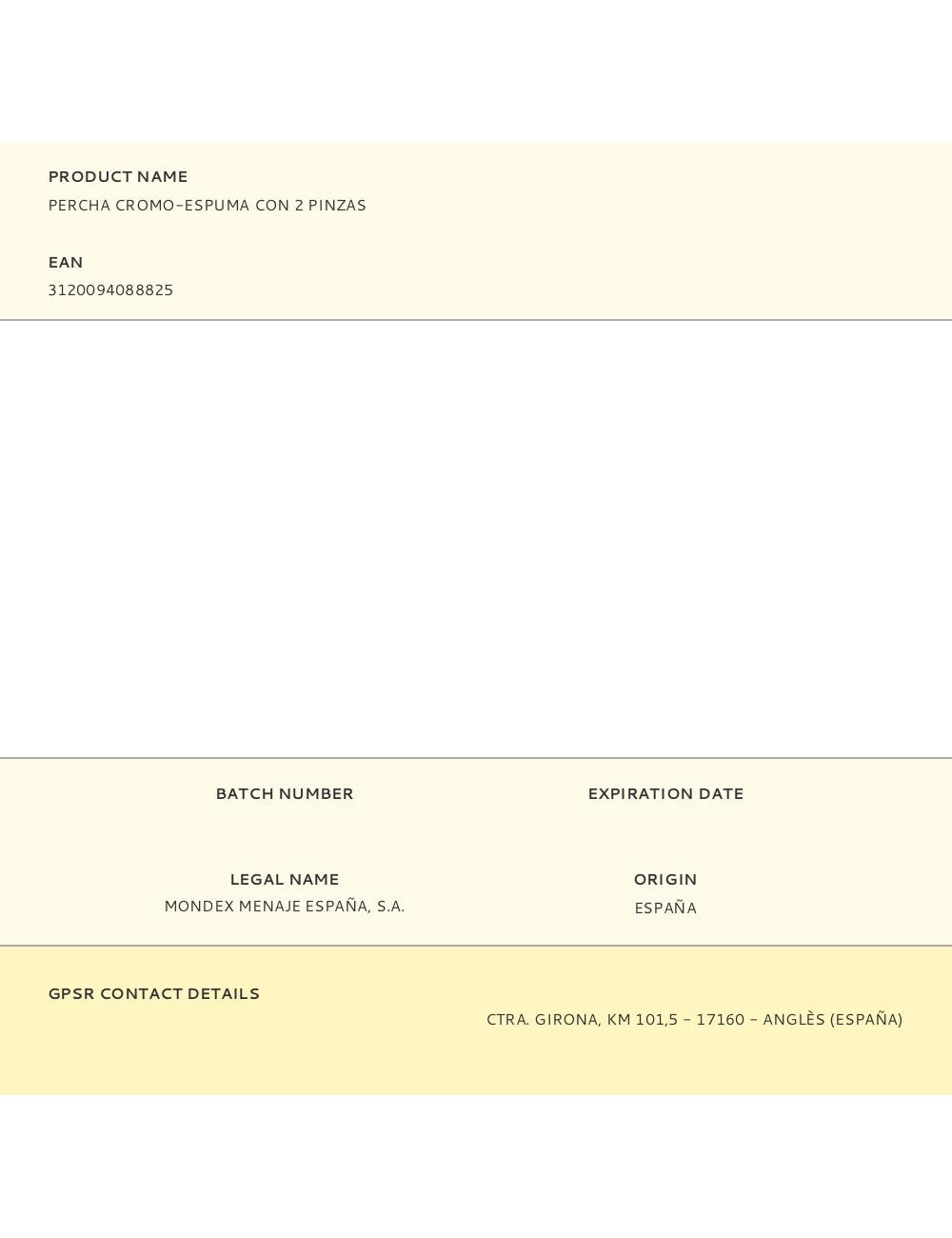 Percha cromo-espuma con 2 pinzas