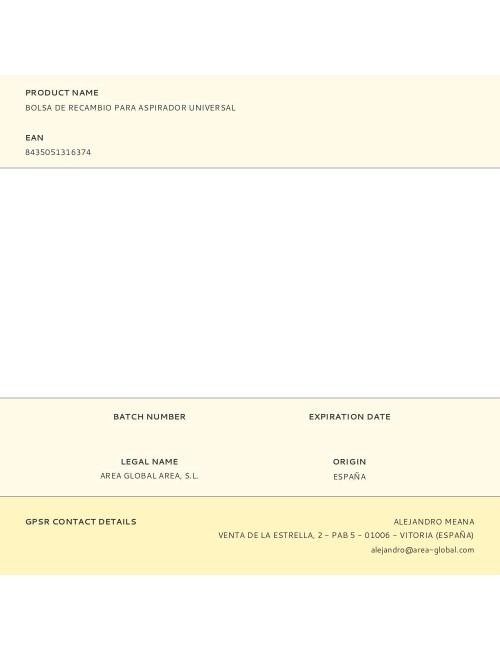 Bolsa de recambio para aspirador universal