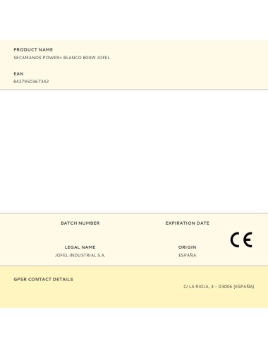 Secamanos power+ blanco 800w jofel