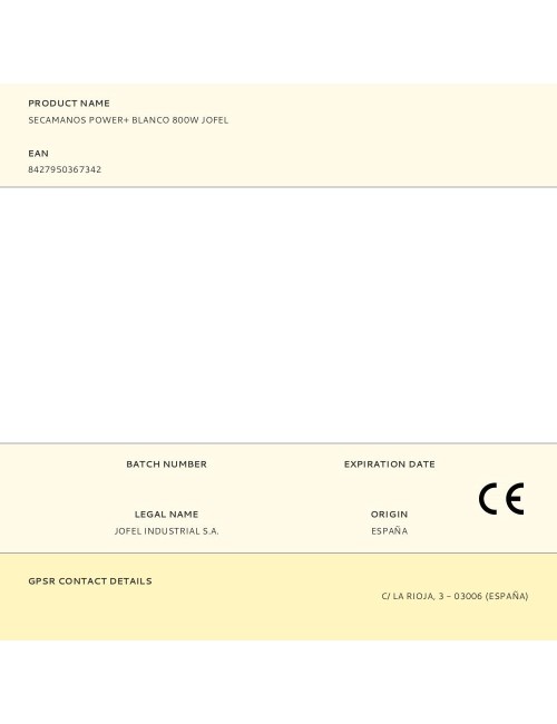 Secamanos power+ blanco 800w jofel