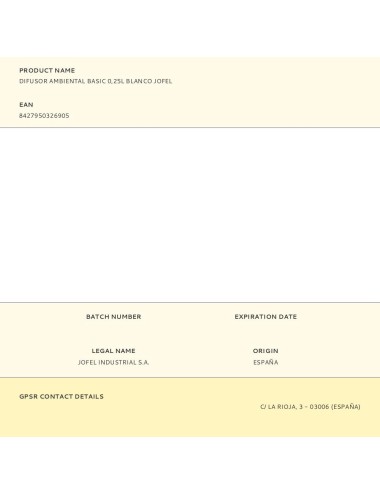Difusor ambiental basic 0,25l blanco jofel