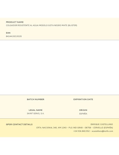 Colgador resistente al agua modelo gota negro mate (blister)