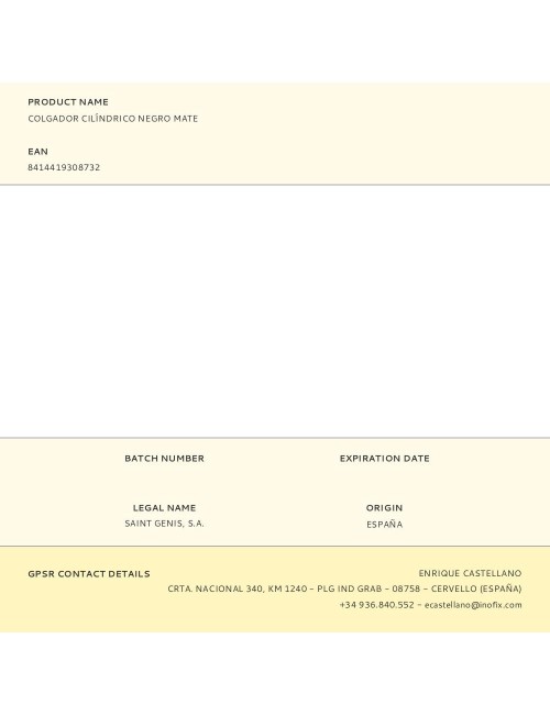 Colgador cilíndrico negro mate