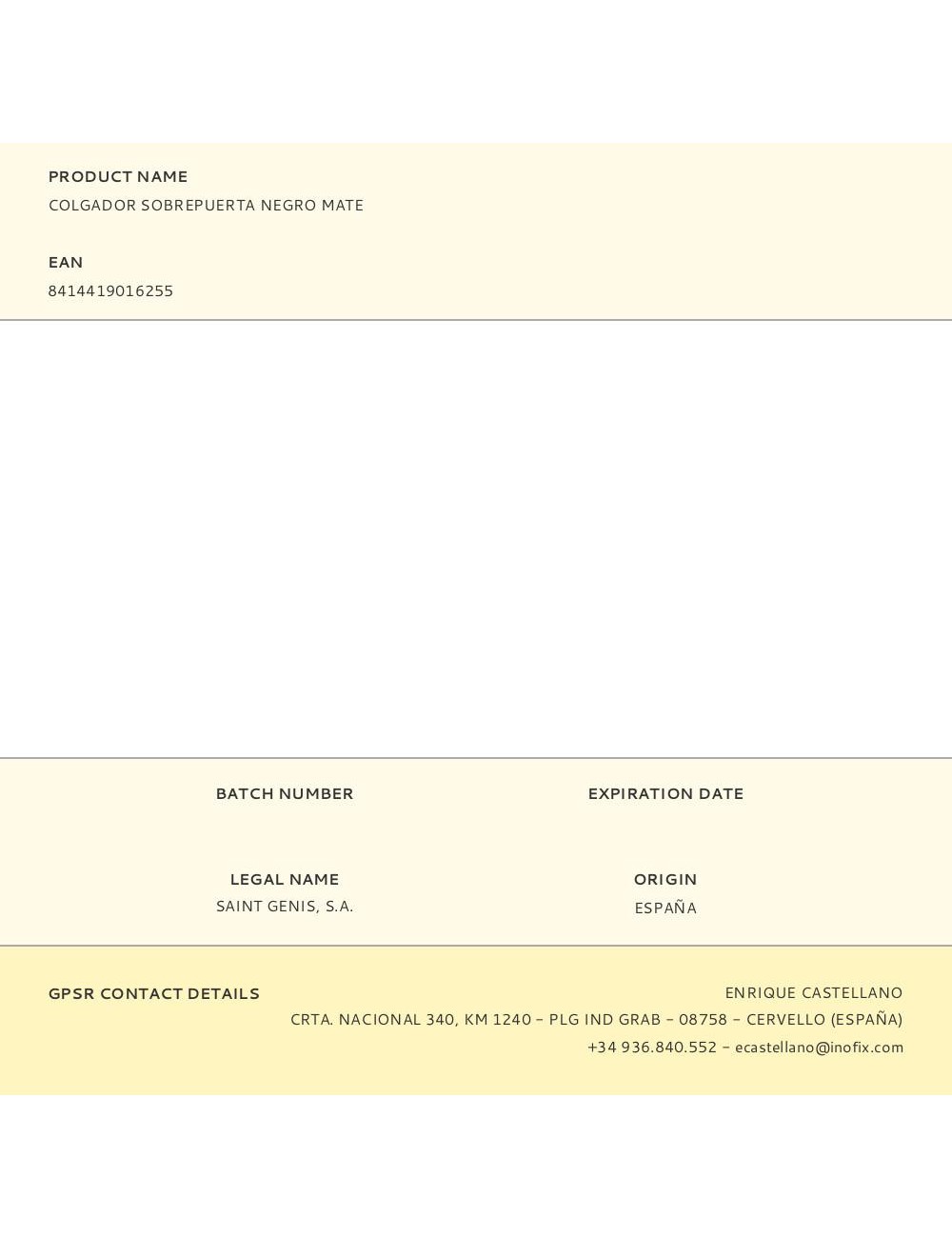 Colgador sobrepuerta negro mate