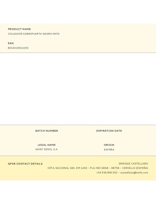 Colgador sobrepuerta negro mate