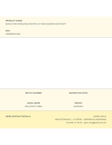 Banco para máquinas master cut 2600