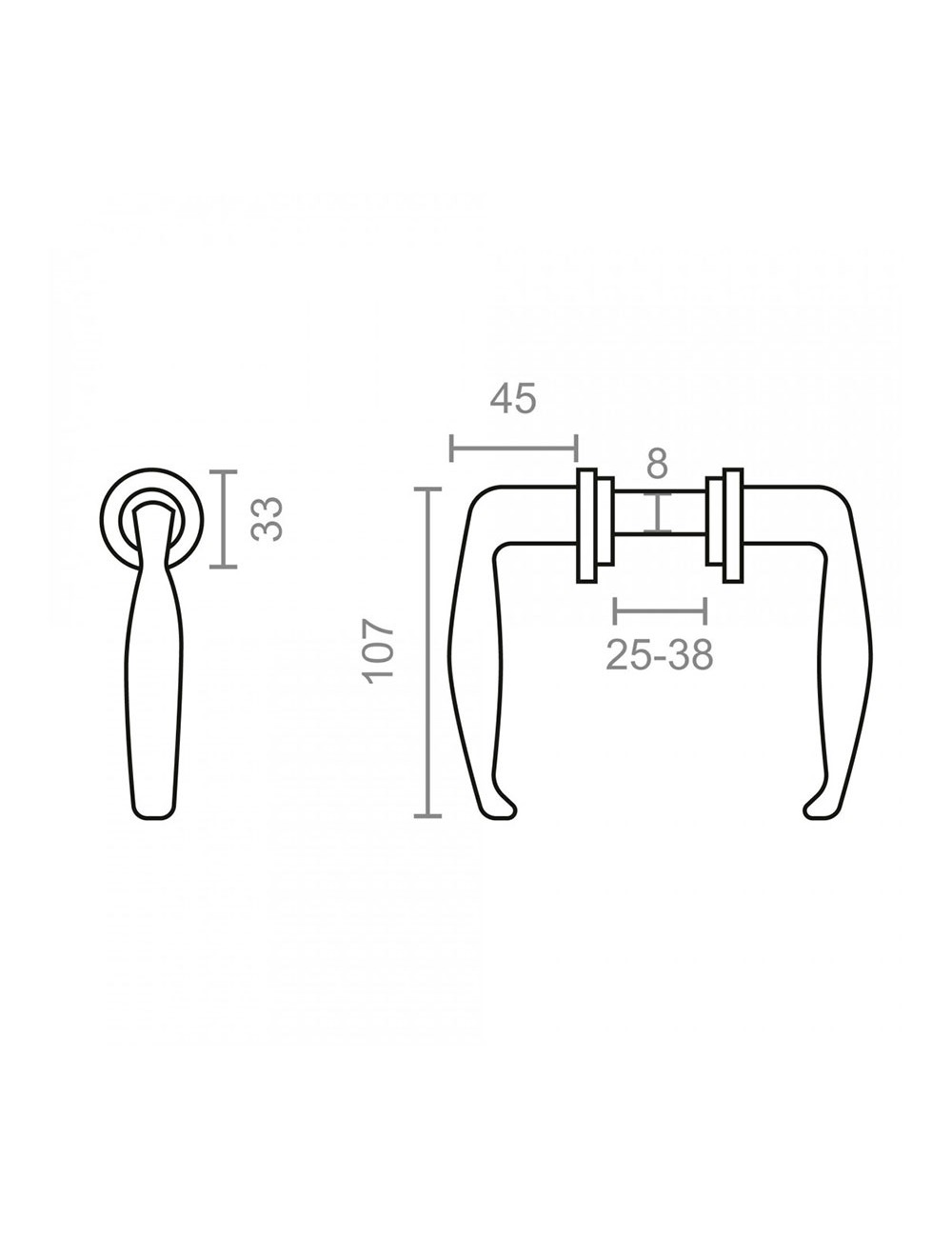 Juego de manillas para puerta metálica 232 25 - 38 mm negro