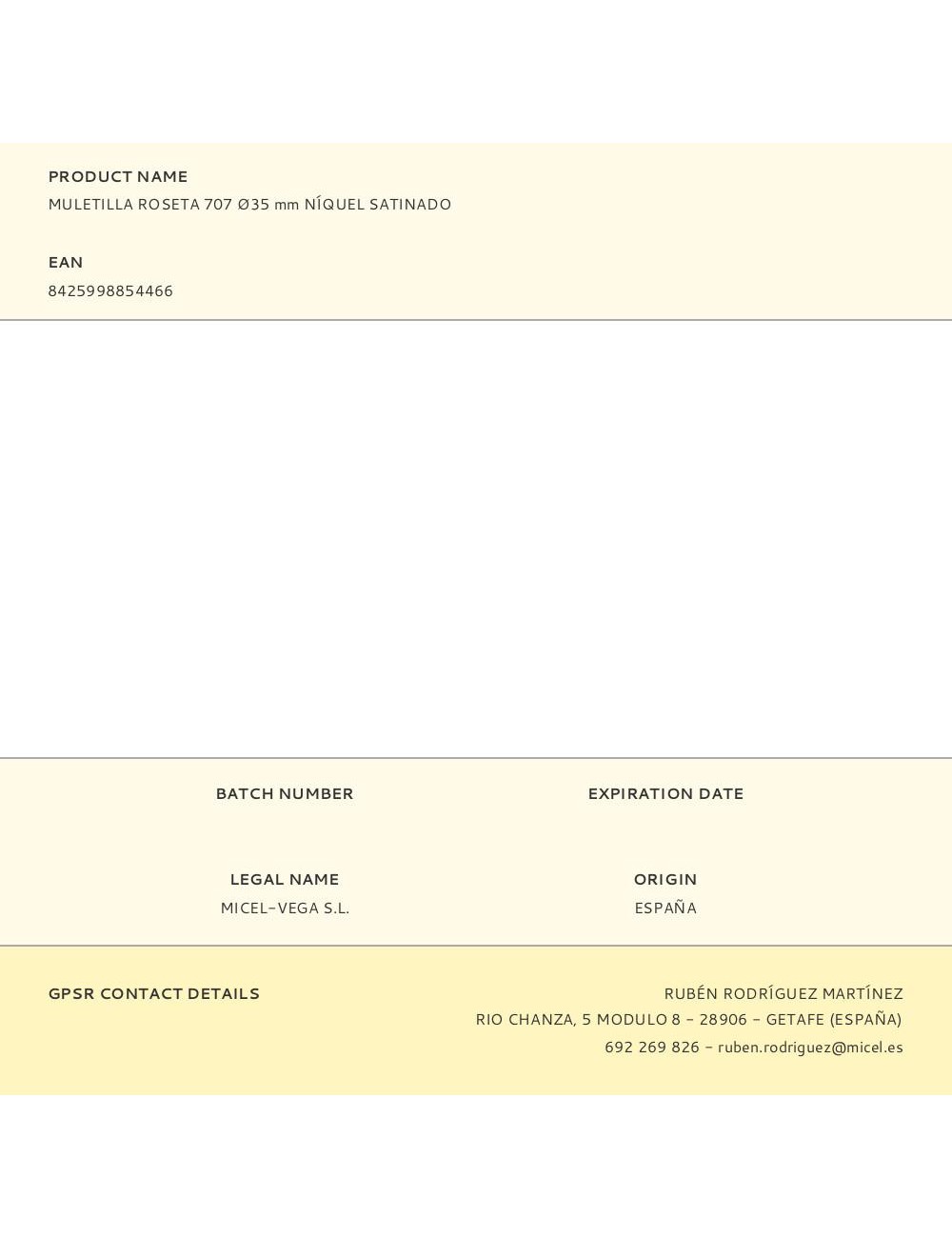 Muletilla roseta 707 ø35 mm níquel satinado