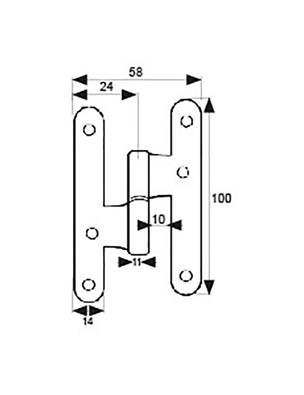 Pernio sin remate pn04 izquierda 100 x 58 mm