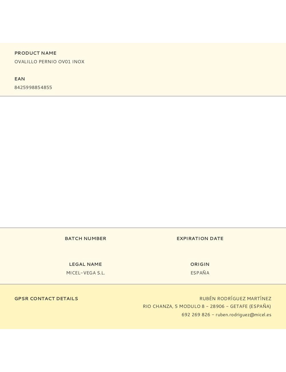 Ovalillo pernio ov01 inox