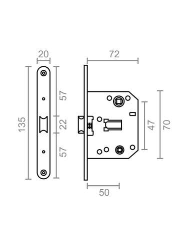 Blister picaporte condena c/r pct01 47mm ns micel
