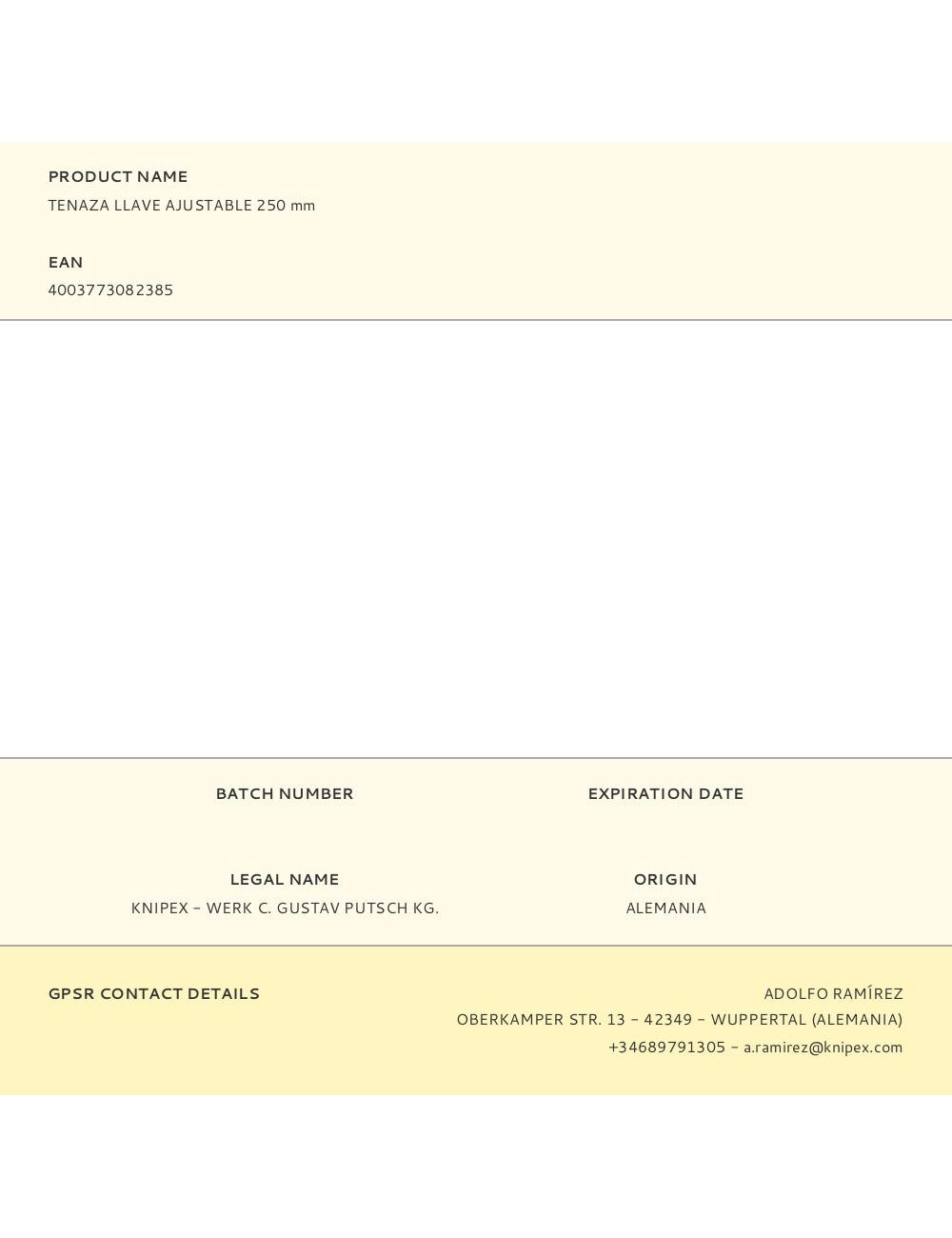 Tenaza llave ajustable 250 mm