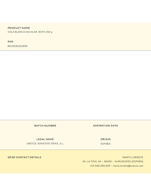 Cola blanca escolar, bote 250 g