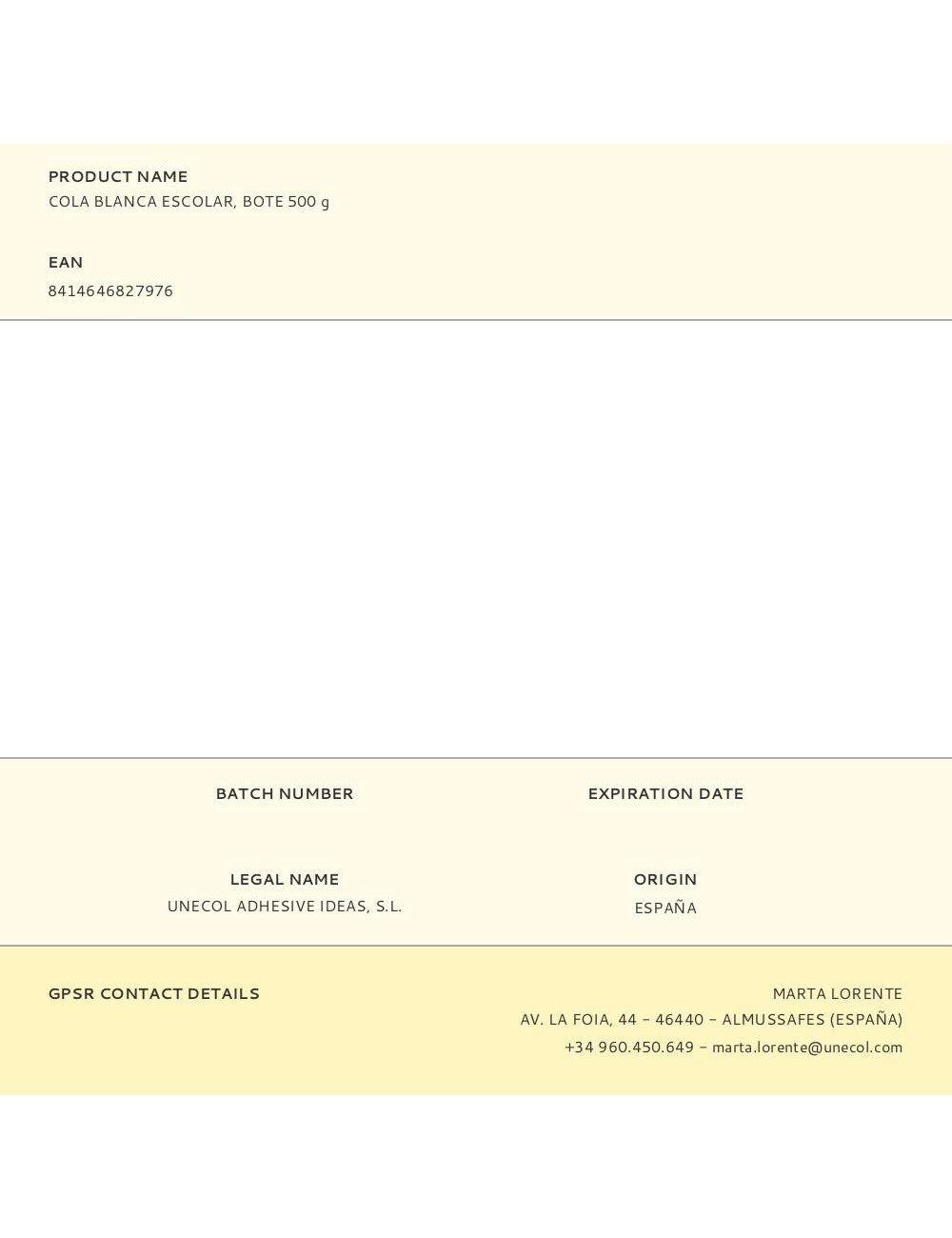 Cola blanca escolar, bote 500 g