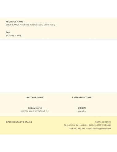 Cola blanca maderas y derivados, bote 750 g