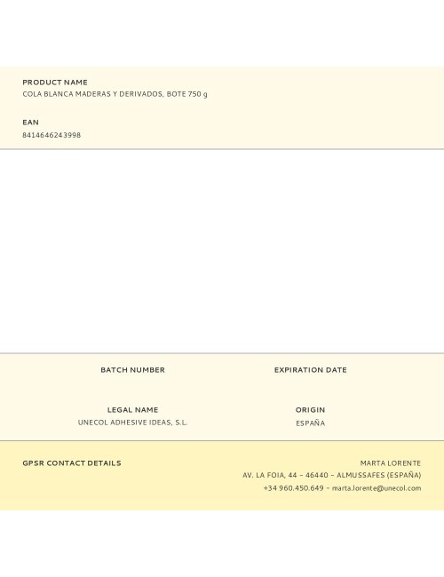 Cola blanca maderas y derivados, bote 750 g