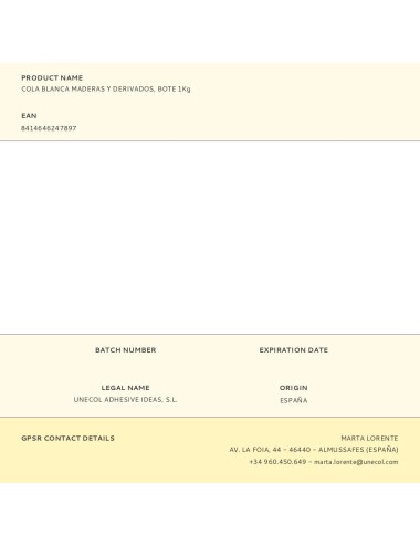 Cola blanca maderas y derivados, bote 1kg