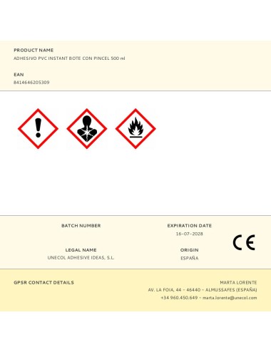 Adhesivo pvc instant bote con pincel 500 ml