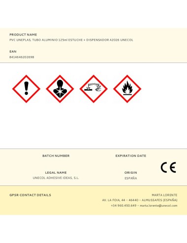 Adhesivo pvc uneplas tubo 125 ml estuche + dispensador