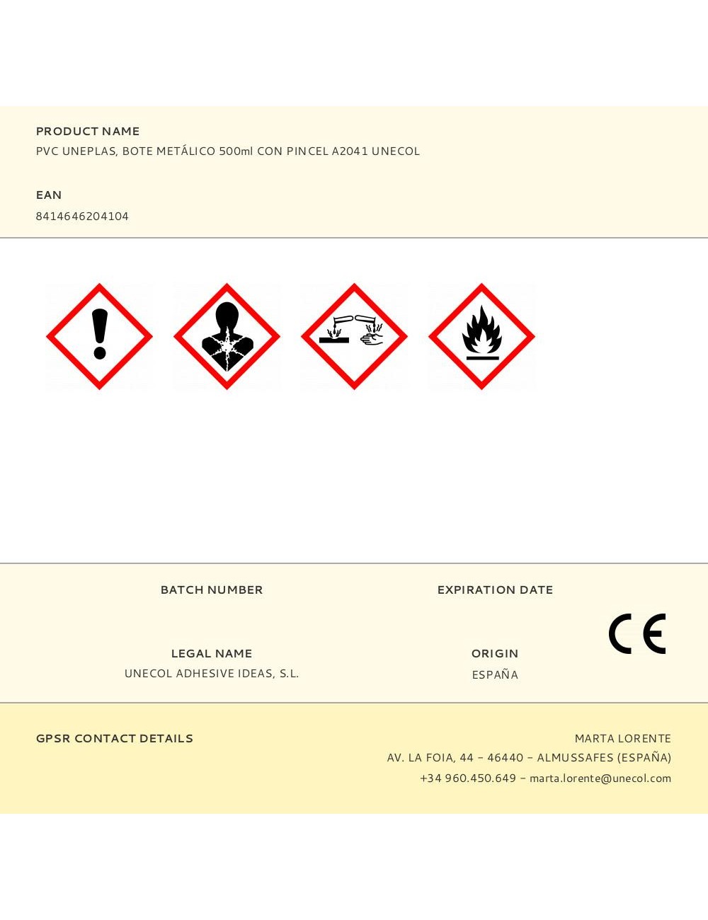 Adhesivo pvc uneplas bote con pincel 500 ml