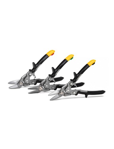 Tijera cortachapa (corte izquierdas, derechas y recto), juego de 3 piezas