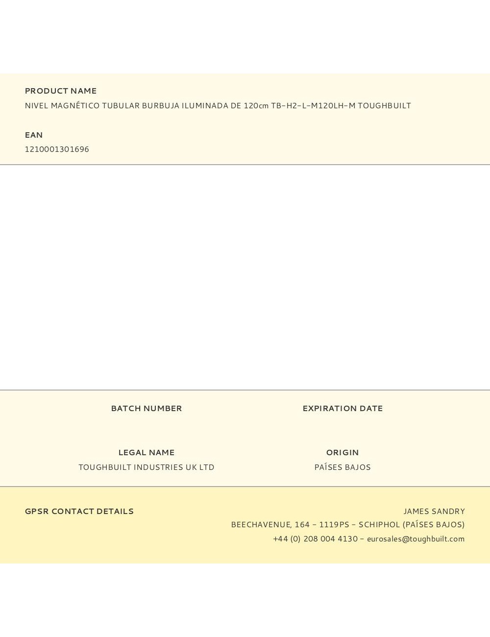 Nivel magnético tubular burbuja iluminada de 120cm tb-h2-l-m120lh-m toughbuilt