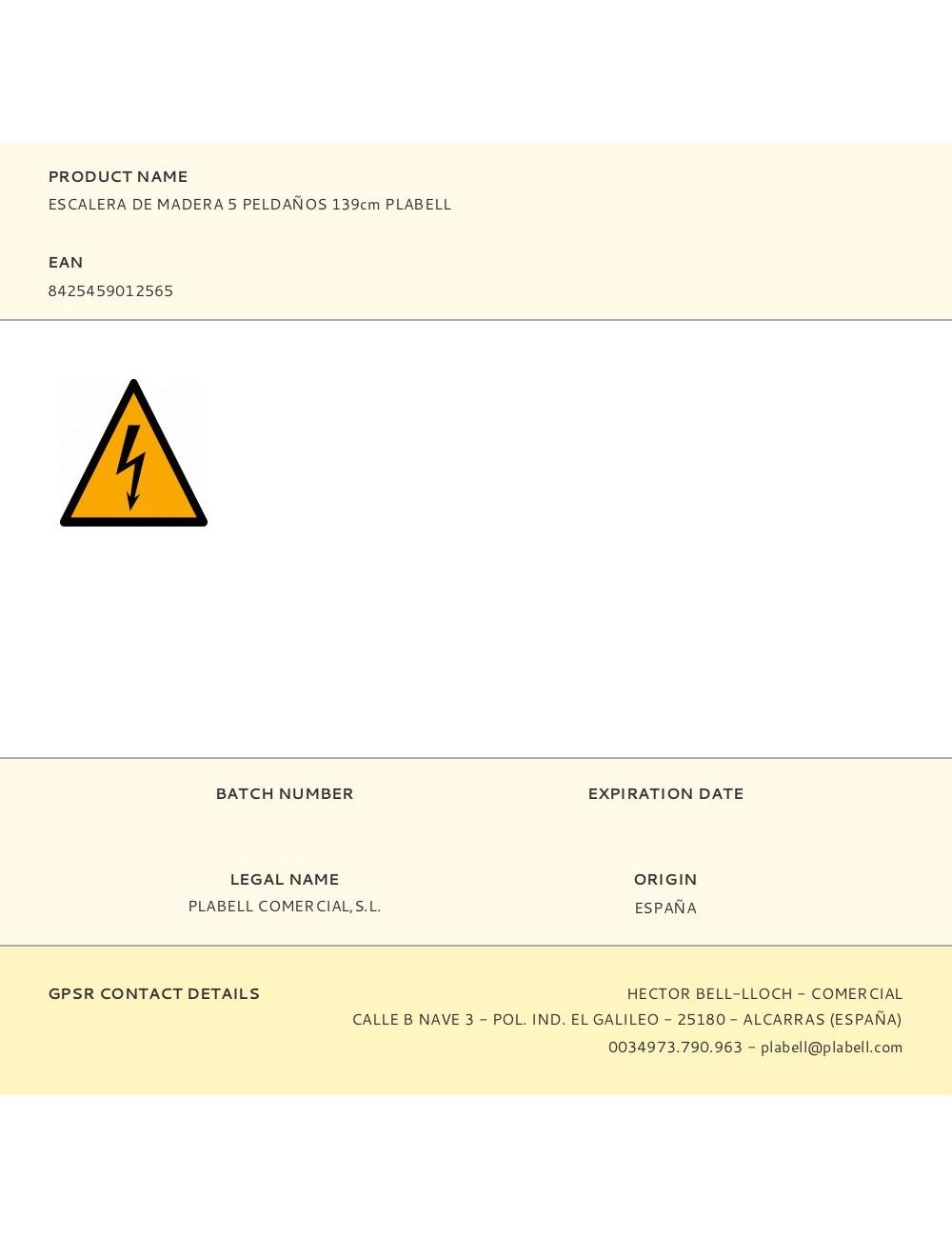 Escalera de madera 5 peldaños 139cm plabell
