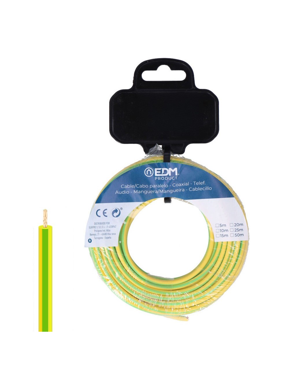 Carrete cablecillo h07z1-k 6,00 mm² bicolor, 20 m Carrete cablecillo h07z1-k 6,00 mm² bicolor, 20 m