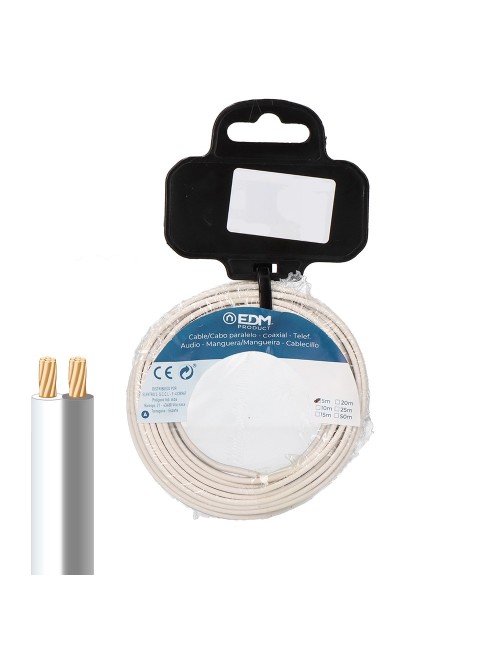 Carrete cable paralelo 2x0,75 mm² blanco/gris "audio" 50 m
